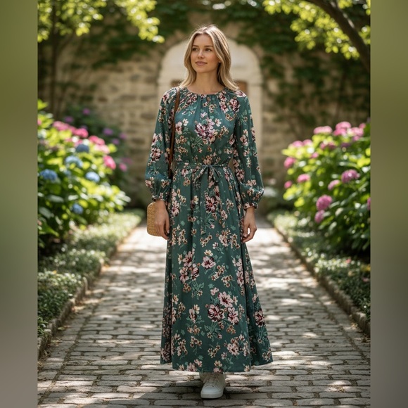 Olivia James The Label Dresses & Skirts - Olivia James The Label Sage Floral Long Sleeve Maxi Dress